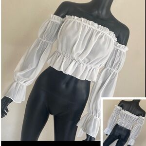 White Romantic Ruffled Blouse